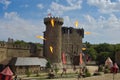 Les Epesses, France - SeptemberÃ¢â¬Å½ Ã¢â¬Å½9Ã¢â¬Å½, Ã¢â¬Å½2018 : Castle set on fire during the show of Secret de la Lance